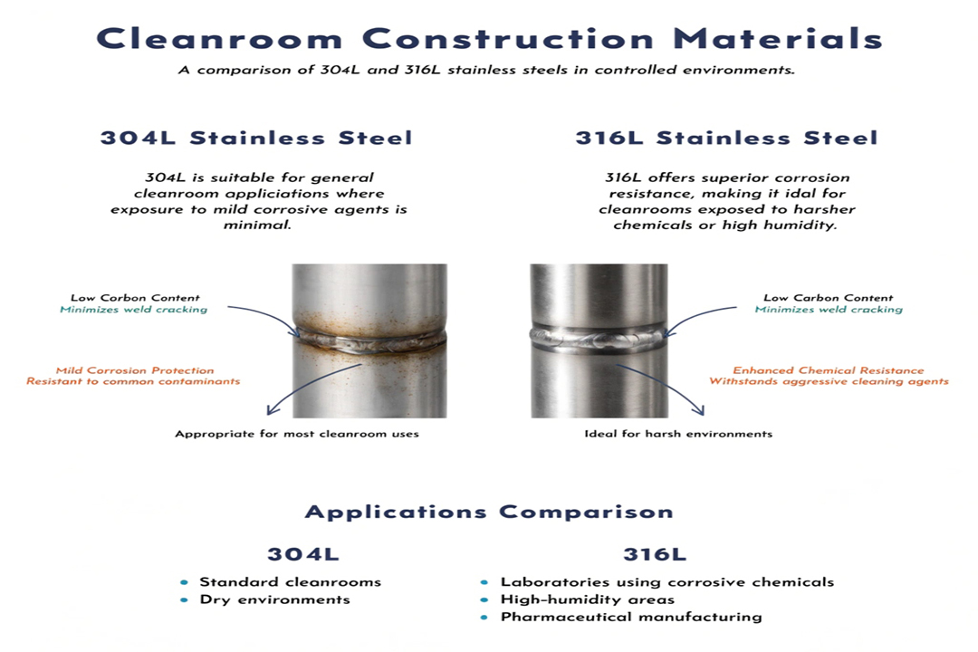 SS 304 vs SS 316 cleanroom furniture